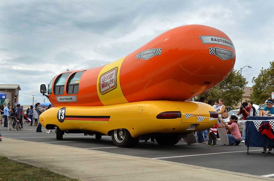 Crowds lined up at the Big Wheels vehicle event to get a better look at the Oscar Mayer Wienermobile.  The 27-foot giant made its first appearance in the area at the event held at the Elk Grove Franklin Library on Sept. 2
