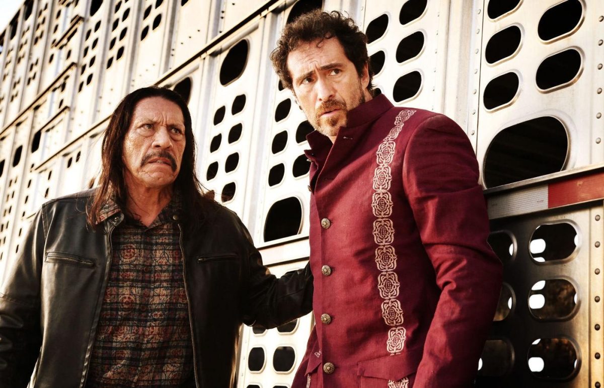 Danny Trejo (Machete), left, and Demian Bichir (Mendez) attempt to get back into the United States in Machete Kills.