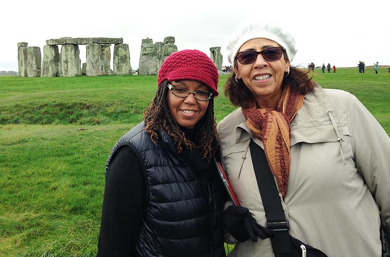 Harris-Mathews (left) and professor Sondra Saterfield (right) from the College of San Mateo visit Stonehenge in Wiltshire, England as a part of the British Life and Culture class. Students had many opportunities to learn outside of the classroom by combining lectures with organized field trips.