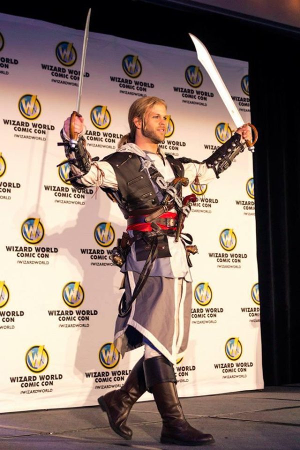 Dressed as Edward Kenway from the popular video game series Assassins Creed, Ryan Frye, a veteran cosplayer, prepares to judge costume contest of the first annual Wizard World Comic Con Sacramento on March 8. 