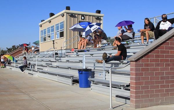 Small crowds are quite common at soccer games this season, including the slightly smaller crowd that attended this women’s soccer match against Sac City on Sept. 30. Extra bleachers were added this season to provide more seating for the fans but so far have gone mostly unused at this point in the season.