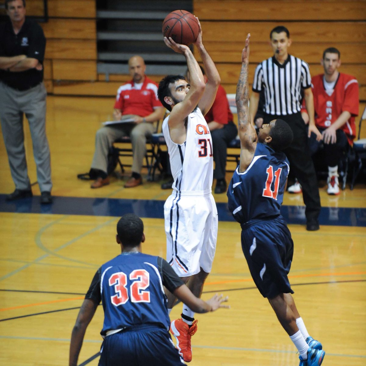 Sophomore guard Josh Dela Cruz playing at the Big 8 conference on Feb. 20.