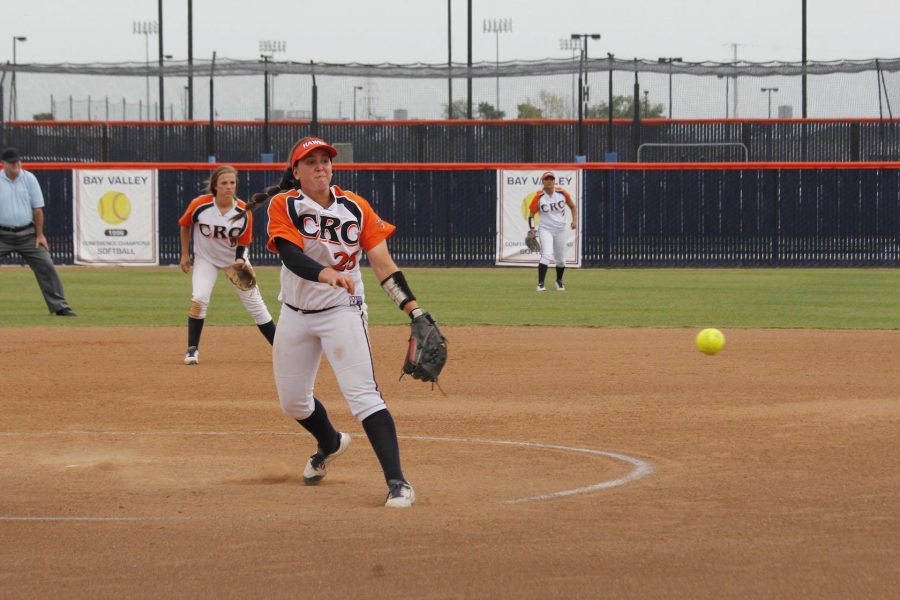 Hawks sophomore pitcher Amanda Horbasch playing at their doubleheader against American River College on March 20.