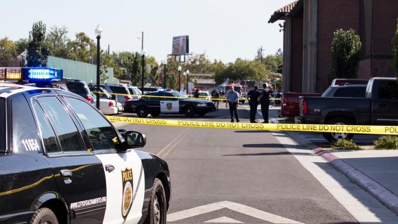 Police investigate the shooting on the Sacramento City College campus on Sept. 3