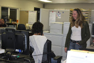 Disability counselor Teresa O'Brien works with front office staff to ensure students get the resources they need on April 13.
