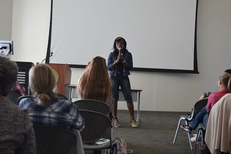 Bolton speaks to audience members at the women's conference on Nov. 4.