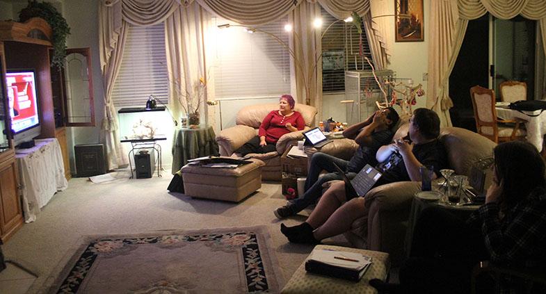 CRC students gather to watch multiple media outlets as returns come in and candidates gain electoral votes throughout the night on Nov. 8.