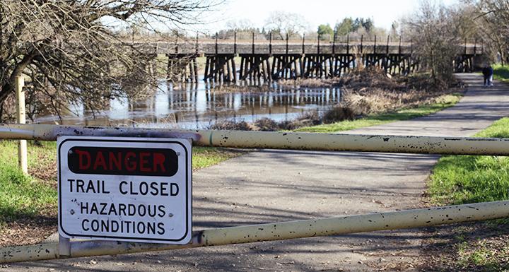 Flooding caused by several days of heavy rainfall has caused hiking trails along Laguna Creek to close this season. With this seasons rainfall, no counties in California are currently in severe drought conditions.