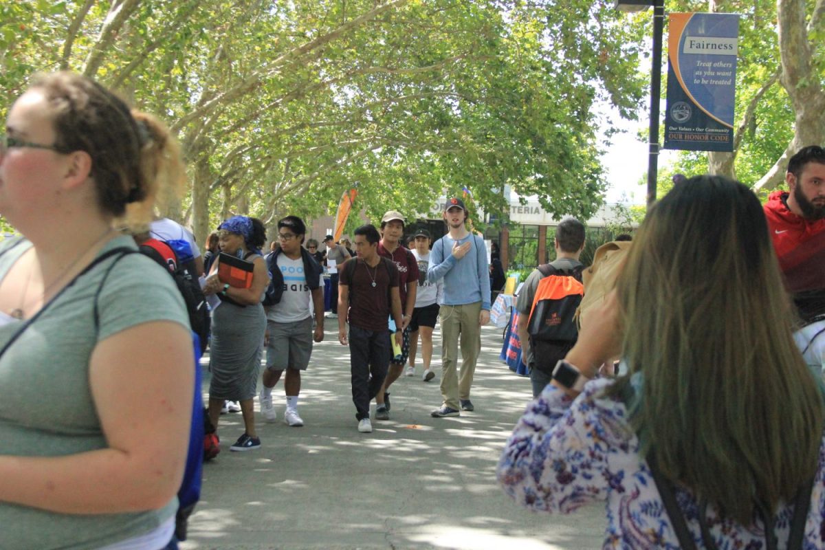 Students learn about the different departments and resources available on campus at the New Student Welcome on Aug. 15.