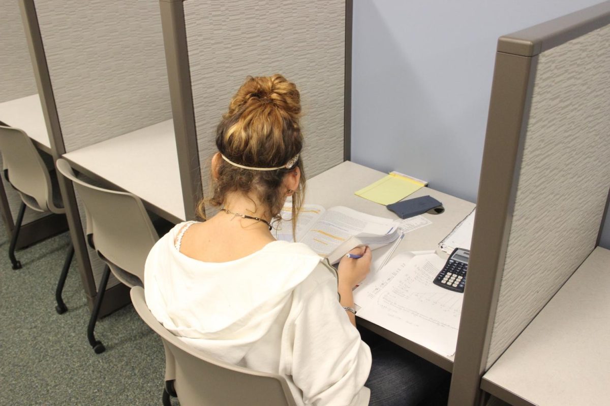 A Disability Support Programs and Services student takes a test in a testing accommodation room in the DSPS office on Oct. 18.