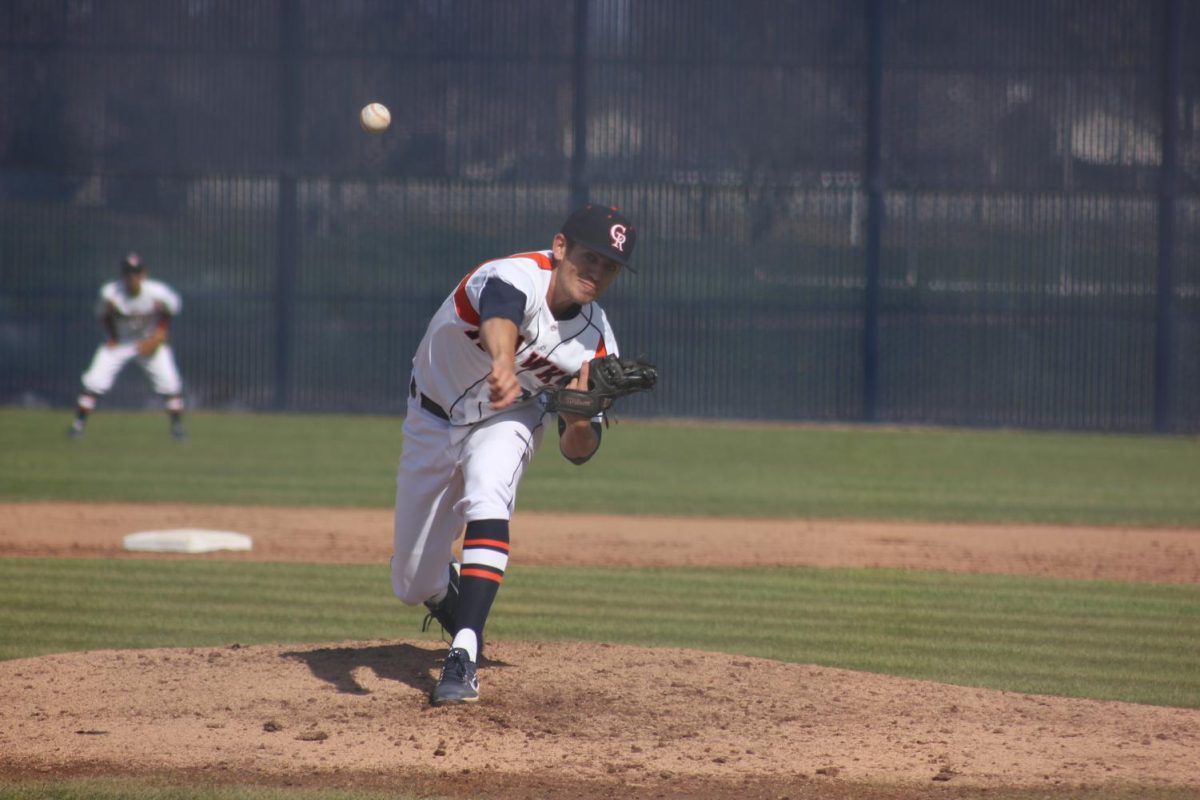 Hawks closing Pitcher Daniel Vitoria on the mound against American River College. The team lost in the conference game 5-2 on March 4.