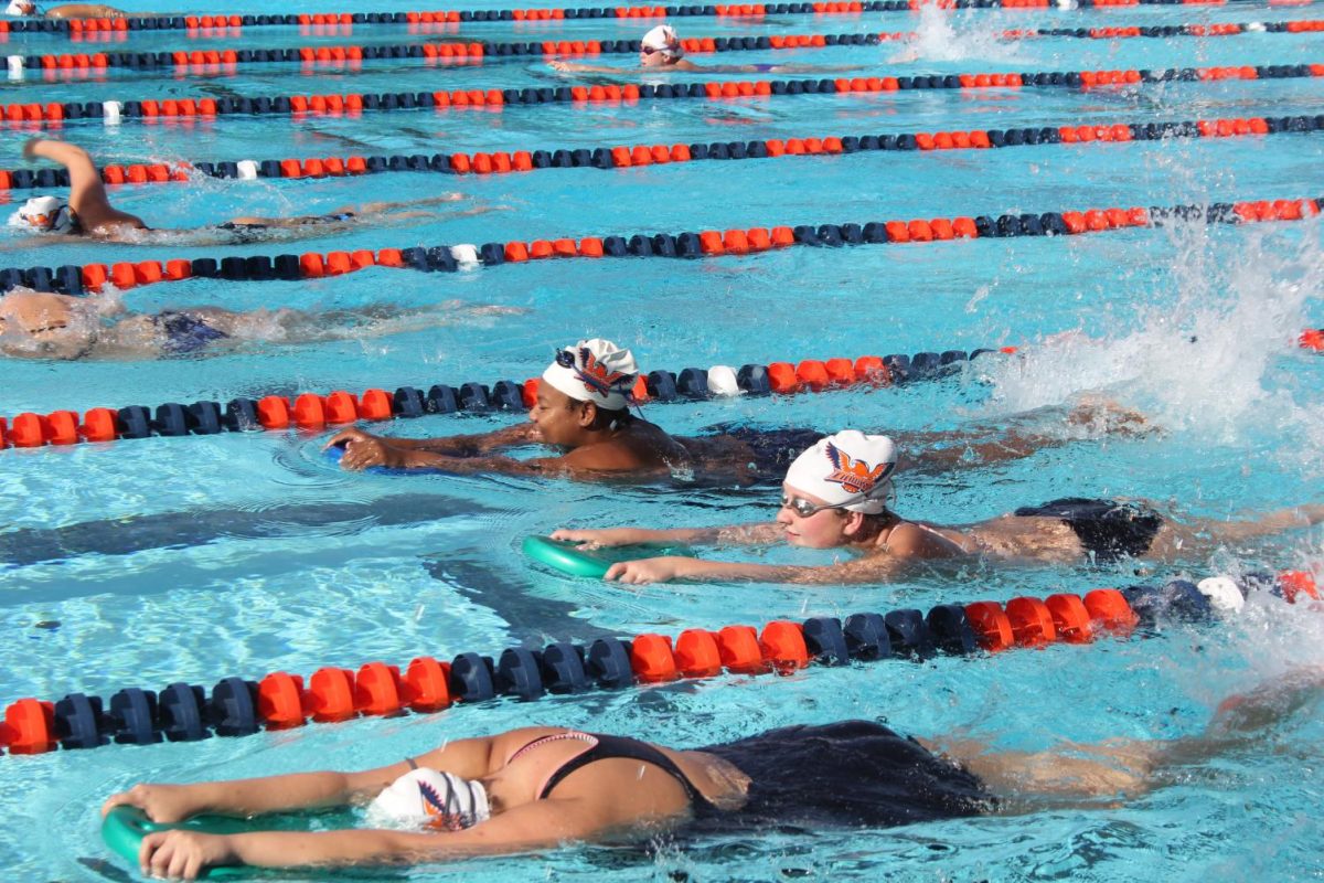 Swim+team+getting+ready+for++Big+8+Conference+Womens+Swimming+Championship+at+American+River+College+on+April+19