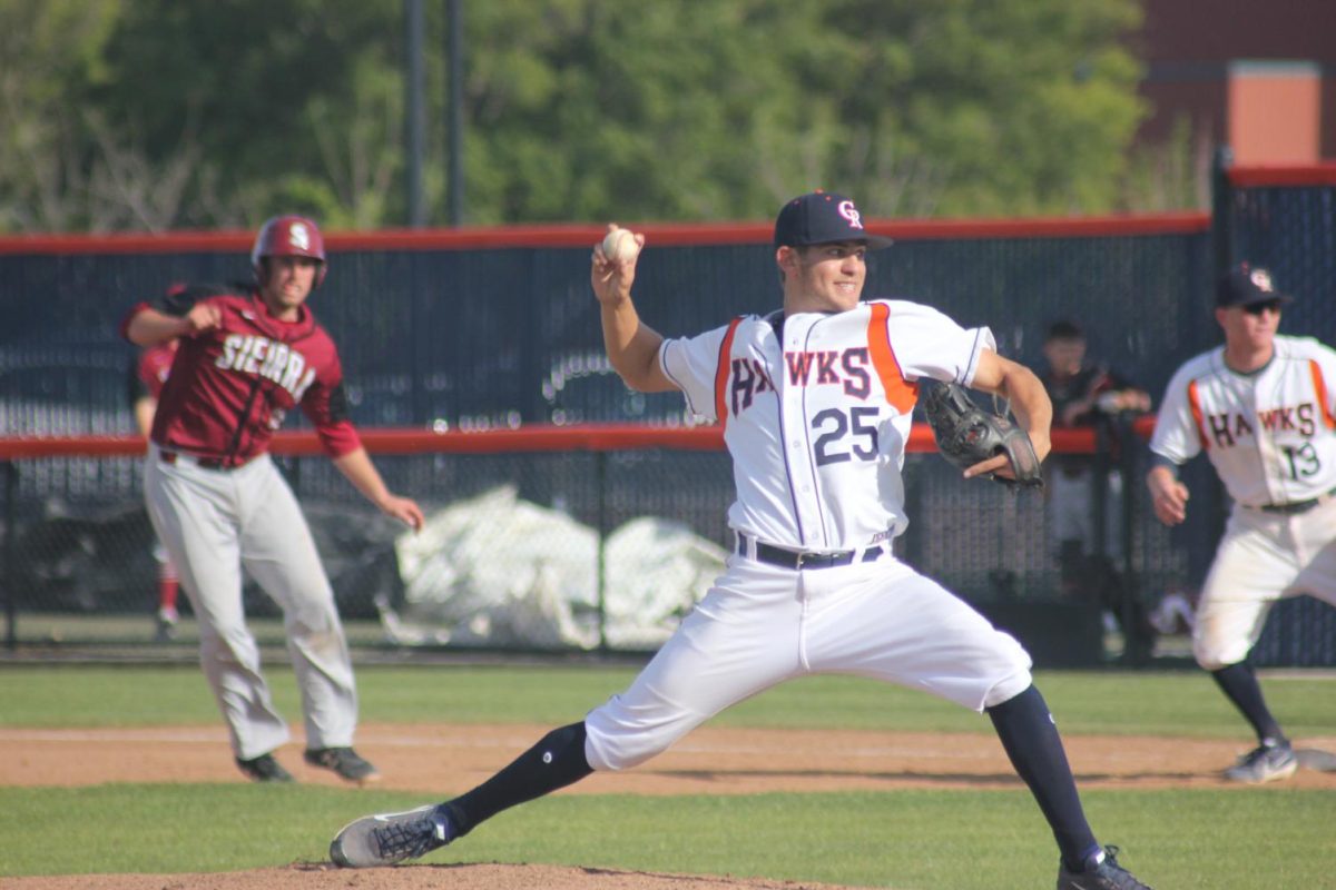 Cosumnes River College sophomore pitcher Daniel Vitoria on the mound against Sierra College in a win on March 29 that ended with a walk-off.