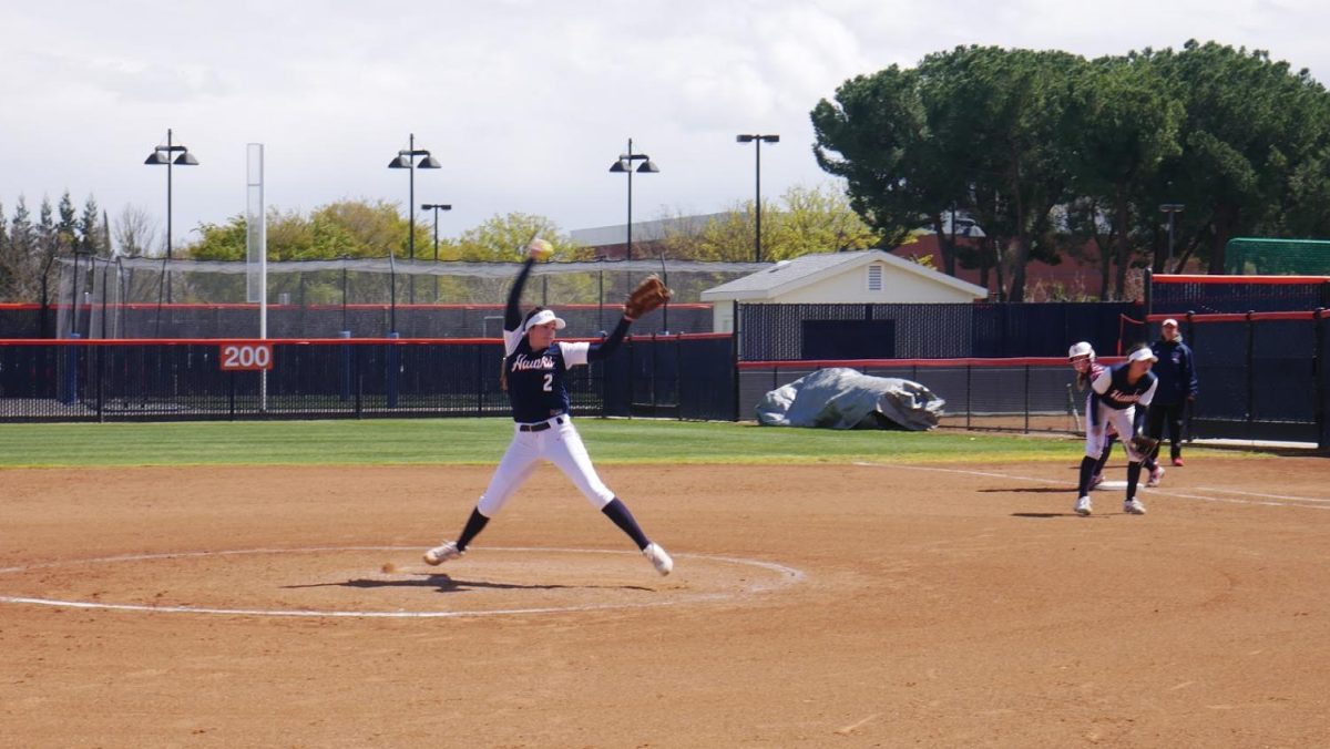 Cosumner River College sophomore softball pitcher Ashleigh Berg in a double header win against Santa Rosa Junior College at home on March 24.