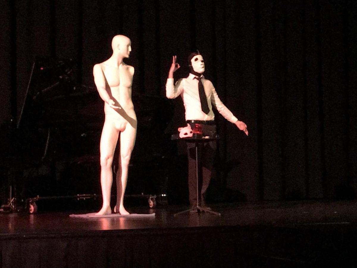 Daniel Horne performs his avant-garde piece, Dark Room Broken Window onstage on April 28. Horne says the piece was inspired by David Lynchs work.
