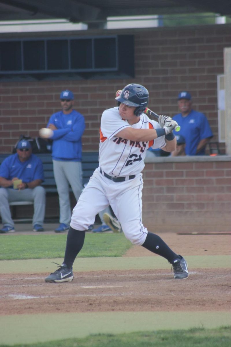 Sophomore first-baseman Joey Pankratz at bat against the Pirates of Modesto College in the bottom of the fifth inning at home on April 27.