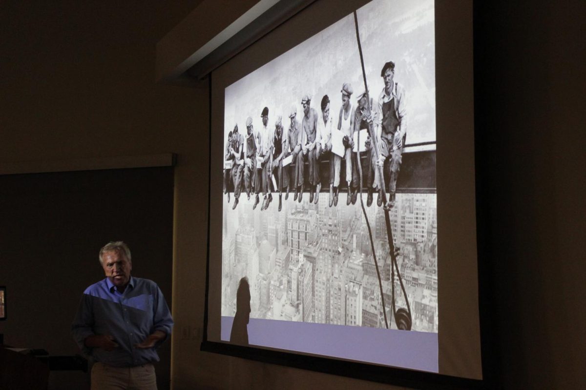 Professor Jim West giving a speech about the year 1968.