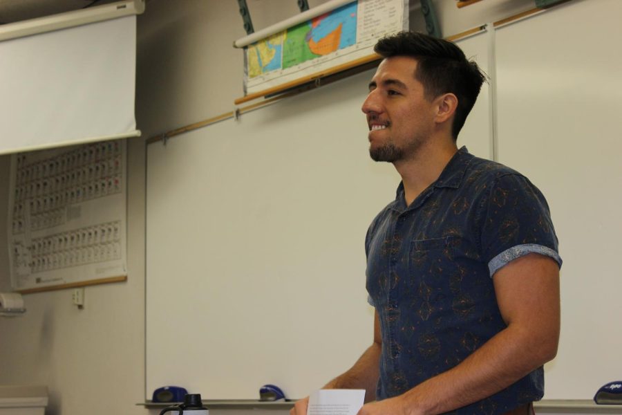Jose Alfaro teaches his English Composition class. Alfaro was a former student on campus recently hired into the English department.
