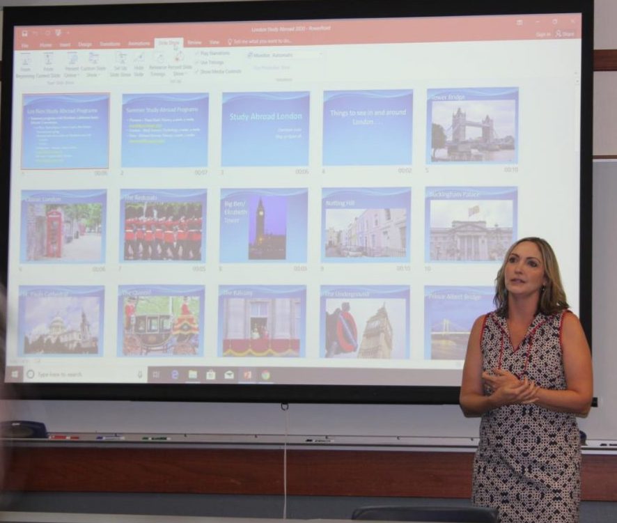 History Professor Diana Reed spoke in the Orchard Room about the different studying abroad opportunities in 2020.