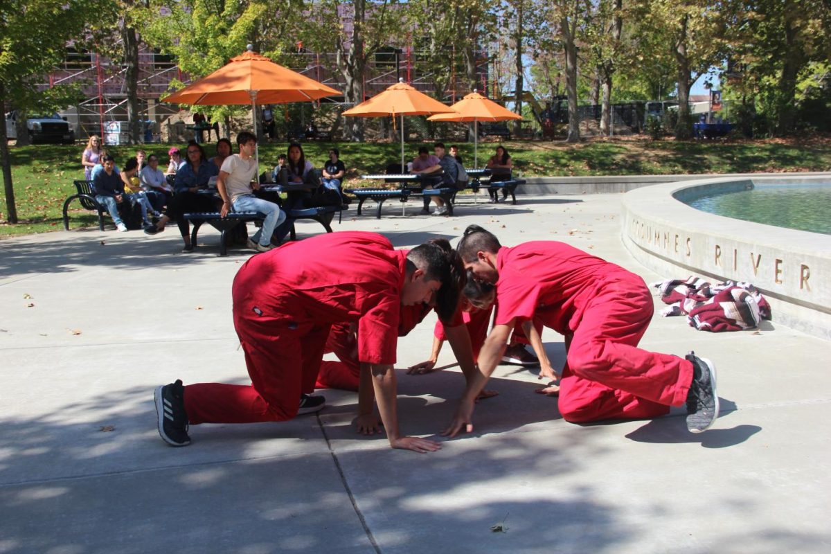 Primera Generacion perform in the quad on Sept. 26. During the performance, the group used dance to visually represent discrimination and the border crisis.