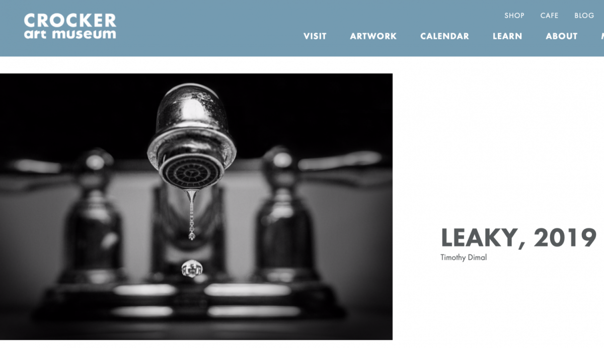 Eleven students, including Nicholas Radke and Tim Dimal, received awards for their work. Their photos were chosen for an exhibition entitled "Voices: Speaking with your Photographic Eye." This image was taken by Timothy Dimal who titled this "Leaky."
