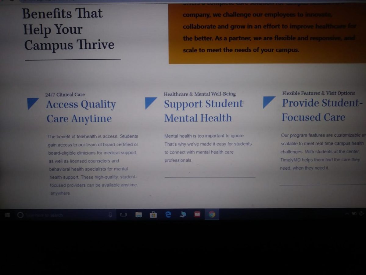 The webpage for Timely MD. Timely MD is a student resource discussed by Chancellor King and Director of Student Health and Wellness Dee Dee Gilliam, where students can access any medical or mental health issues they have.