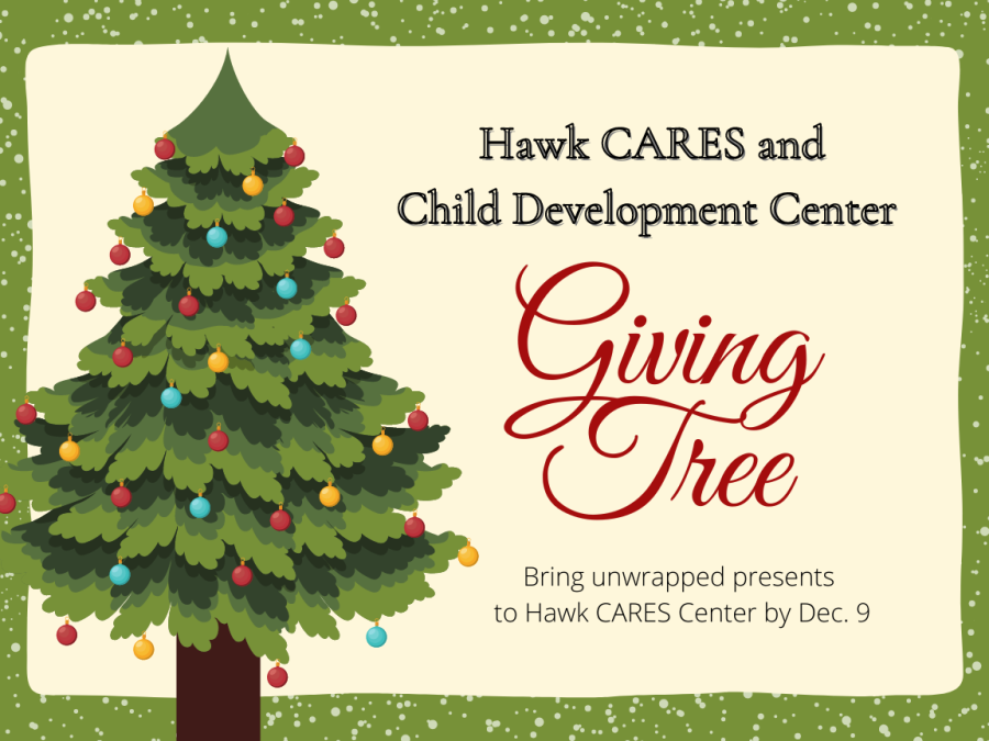 The+Hawk+CARES+Center+and+Child+Development+Center+are+having+a+Giving+Tree+event+to+help+students+and+their+families+during+the+holiday+season.+All+presents+must+be+unwrapped+and+be+brought+to+the+Hawk+CARES+Center+by+Dec.+9.