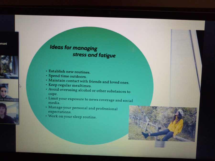 An online panel discussion was held on Monday featuring Business Professor Sherrie Carinci and Sacramento State's University graduate students. The discussion was about self-care during stressful times and changing ways to manage life and the new normal after COVID.
