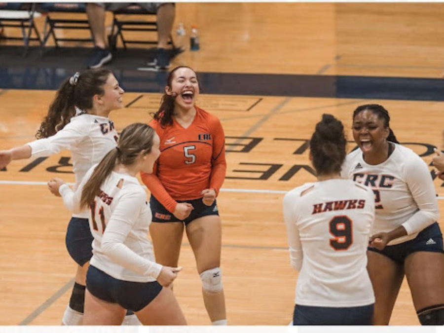 The Women's Volleyball team defeats De Anza College in the first home games of the season. The final score of the game was 3-2.