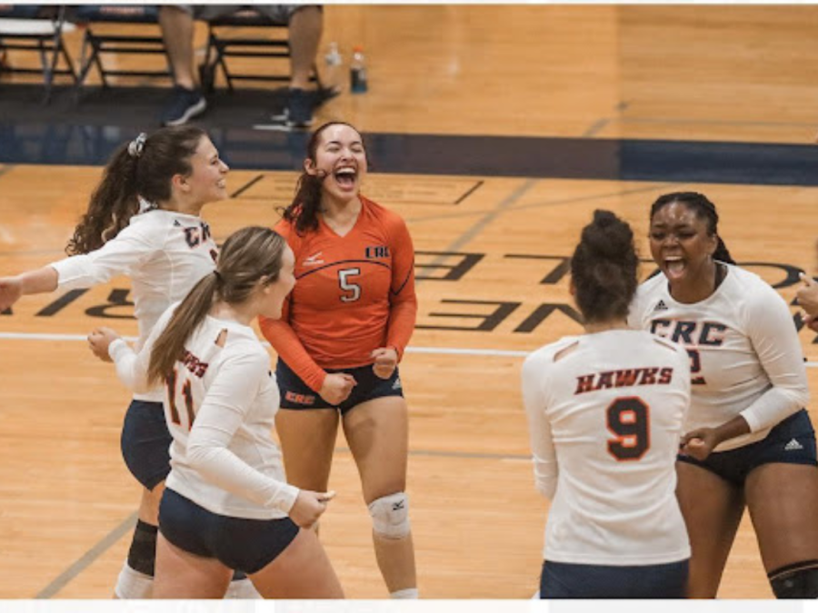 The Womens Volleyball team defeats De Anza College in the first home games of the season. The final score of the game was 3-2.