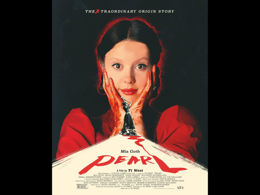 Mia Goth in "Pearl" movie poster. "Pearl" released on Sept. 16.