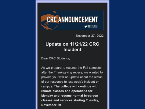 Remote classes and services were extended to Monday. CRC will resume on-ground operations Tuesday.
