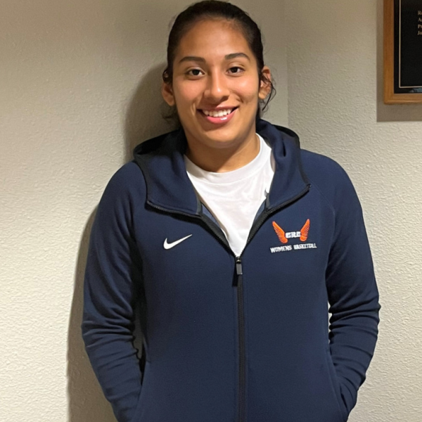 Ashley Gonzalez after her game against Lassen Community College. Gonzalez is co-captain and point guard for the CRC womens basketball team.