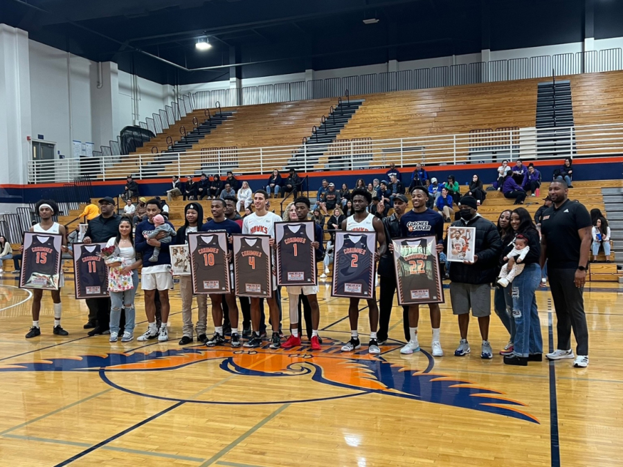 The men's basketball team beat Folsom Lake College on Friday for their ninth consecutive win. It was also the last home game of the season and sophomore night, which honored guard Kyree Dunn, guard Brandon Scott, wing Kaleb Drake, guard Ja'Rod Webb, wing James Gill, guard Solomon Evans and forward LaDarious Stanfield for their time on the team.