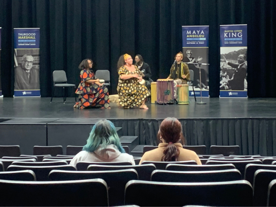 The Umoja Diop Scholars hosted Black Resistance Day on Feb. 15 in the Recital Hall. The event included Artistic Director and Founder Olivia Jasmin James of Fenix Drum and Dance Company and three members of the company performing traditional African drum and dances.