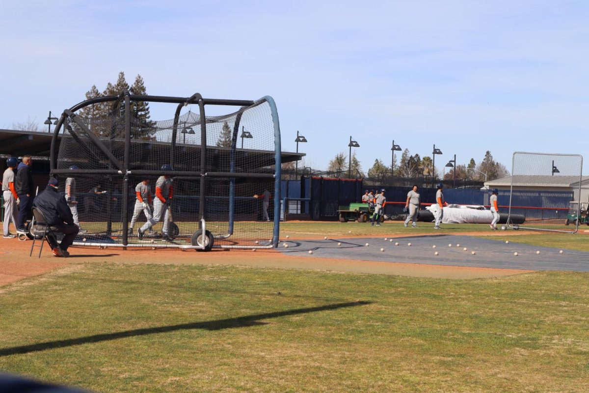 The+Hawks+baseball+team+will+have+its+first+conference+game+on+March+7+against+Santa+Rosa+Junior+College.+Here+is+the+team+taking+batting+practice+at+their+home+field.