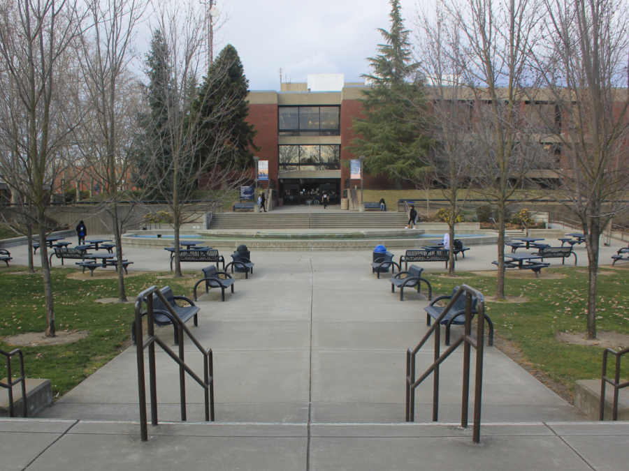 The Cosumnes River College enrollment has increased by over 8% over the past two semesters. Here are a couple of students walking around the campus at the CRC Quad.