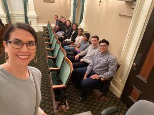 The Student Senate of the Associated Students of Cosumnes River College at the California State Capitol building on Jan. 27. The leadership team practiced lobbying at the Capitol on lobby day training.