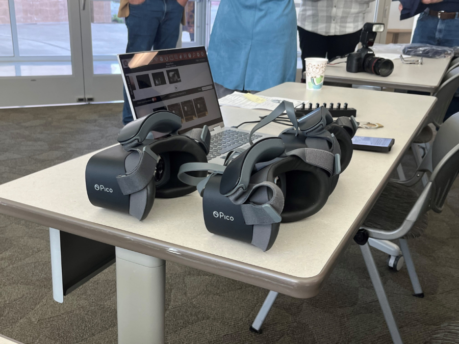 CRCs Fire Technology Program demonstrates new virtual reality headsets to help train students in the Winn Center on Monday. The event allowed visitors to try on the headsets and see different scenarios that students will go through.