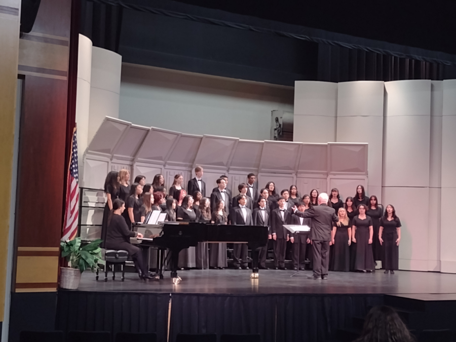 The music department presents the 68th Annual Golden Empire Music Festival choir performance in the Recital Hall on Saturday. Sheldon Concert Choir on stage performing "Address to the Moon." 