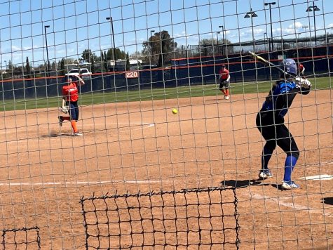 Freshman pitcher Anjalina Dahdouh pitching in the first game of the doubleheader on Tuesday. The Hawks final score of the first game was 10-0 and the final score of the second game was 11-3.