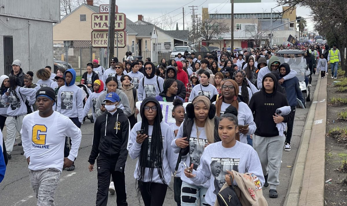 More than 450 people march down Marysville Boulevard in Del Paso Heights honoring Martin Luther King Jr. on Jan. 15. The Los Rios College Federation of Teachers has supported these marches in North Sacramento for 20 years.