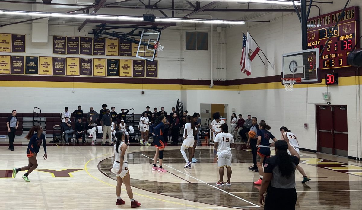 Hawks Forward Saray White prepares to throw a free-throw shot in the second half  in Sacramento City College's North Gymnasium. The Hawks win their eleventh consecutive game on Friday against SCC's Panthers, 87-49.