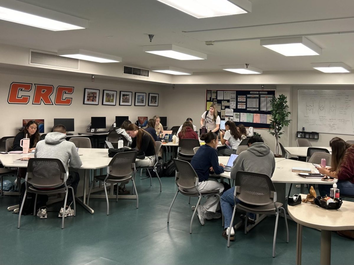 Student-athletes work in the Study Center on Friday as part of their mandatory study hall hours. The center is one of several resources provided by the athletic department to promote academic success.
