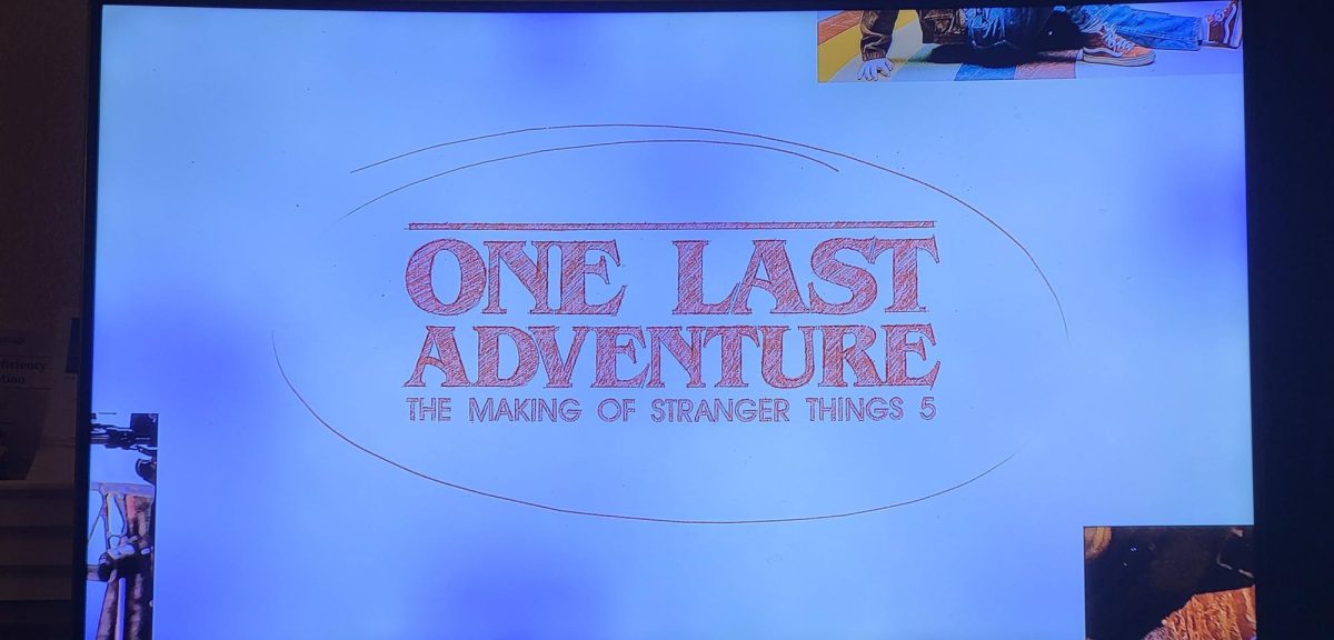 An animation of the Netflix documentary title, “One Last Adventure: The Making of Stranger Things 5,” during the credits. The documentary follows the Duffer Brothers and their crew during the production of the rash, abysmal final season of “Stranger Things.”