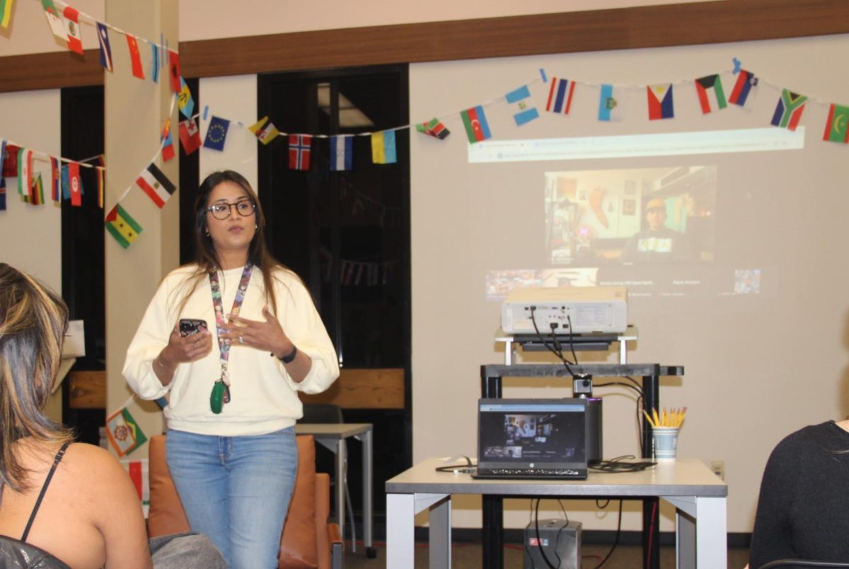 Henna artist Sanaa Reff speaks to attendees during the “Inked Traditions” panel at Cosumnes River College on Monday. The event, hosted by the Asian Pacific Islander Desi American Hawks center, explored the cultural significance of tattoo and henna traditions as part of Asian American, Native Hawaiian and Pacific Islander Heritage Month.